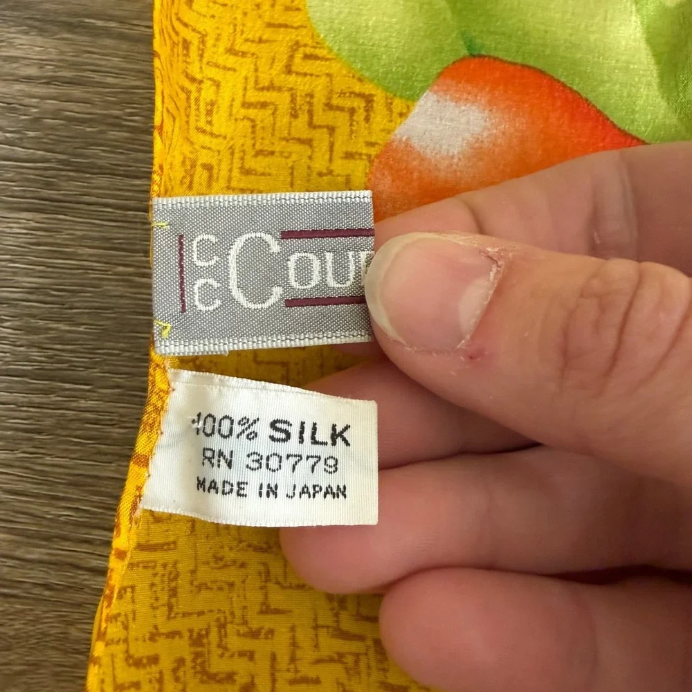 CC Courtenay Hibiscus‎ Silk Scarf  Hawaiian | Yellow Red Green | 31
